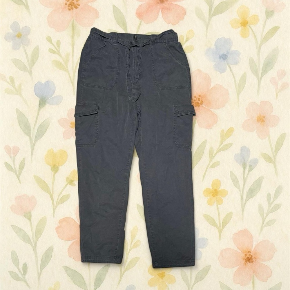 ANA A New Approach High Rise Paperbag Waist Gray Cargo Pants Sz 12 Womens